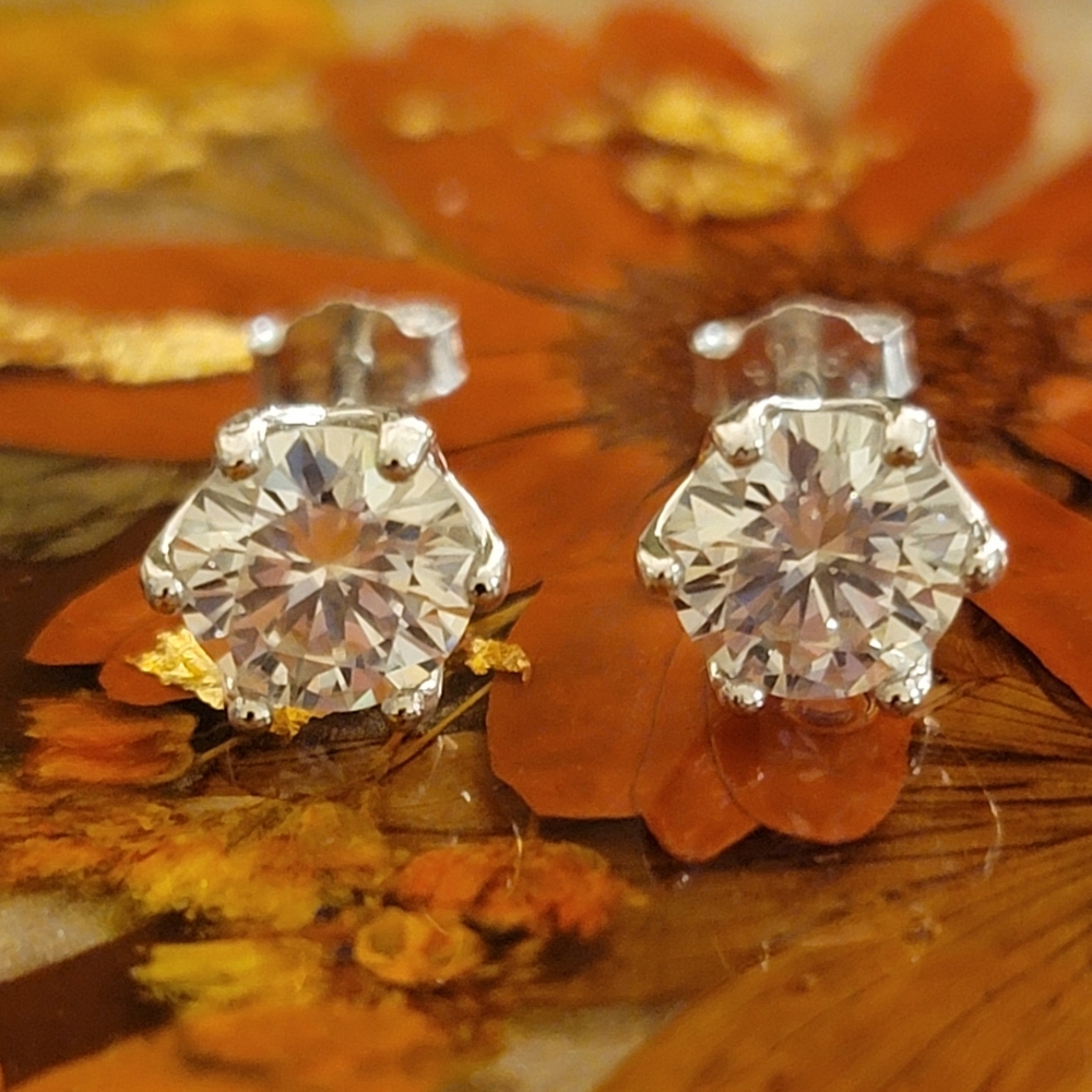 Moissanite Starburst Earrings 925 Sterling Silver 1ct Each NWT